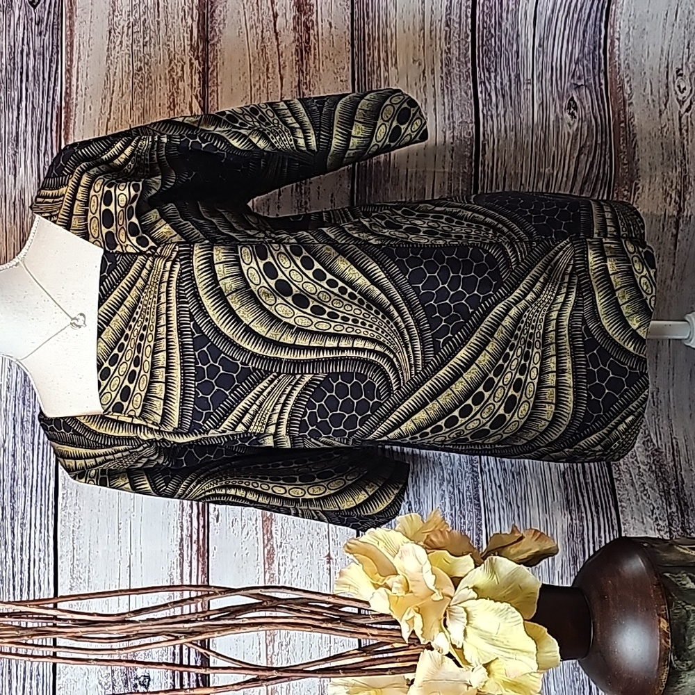 NEW BLACK & GOLD SQUARE NECK PULLOVER TUNIC